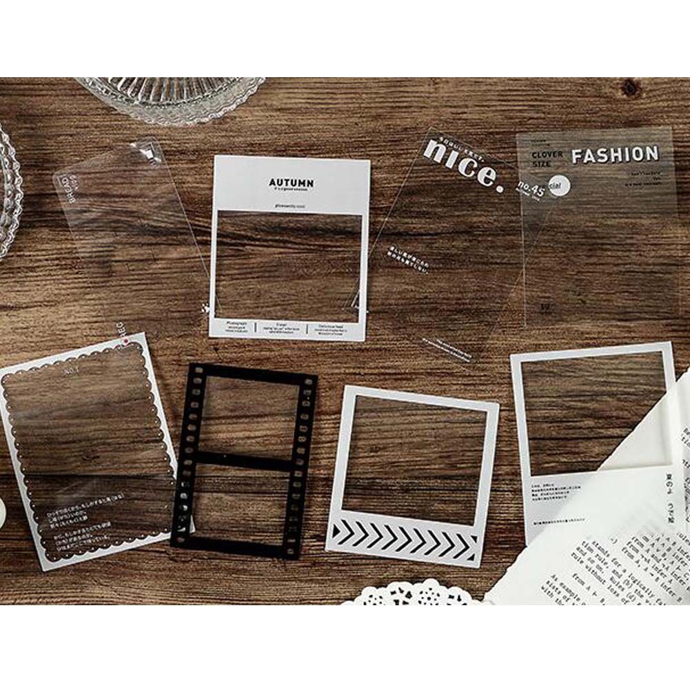 16 Pcs PET Transparent Paper Picture Frame Album Border Photographic Film Scrapbooking Supplies for Journal Diary Planner