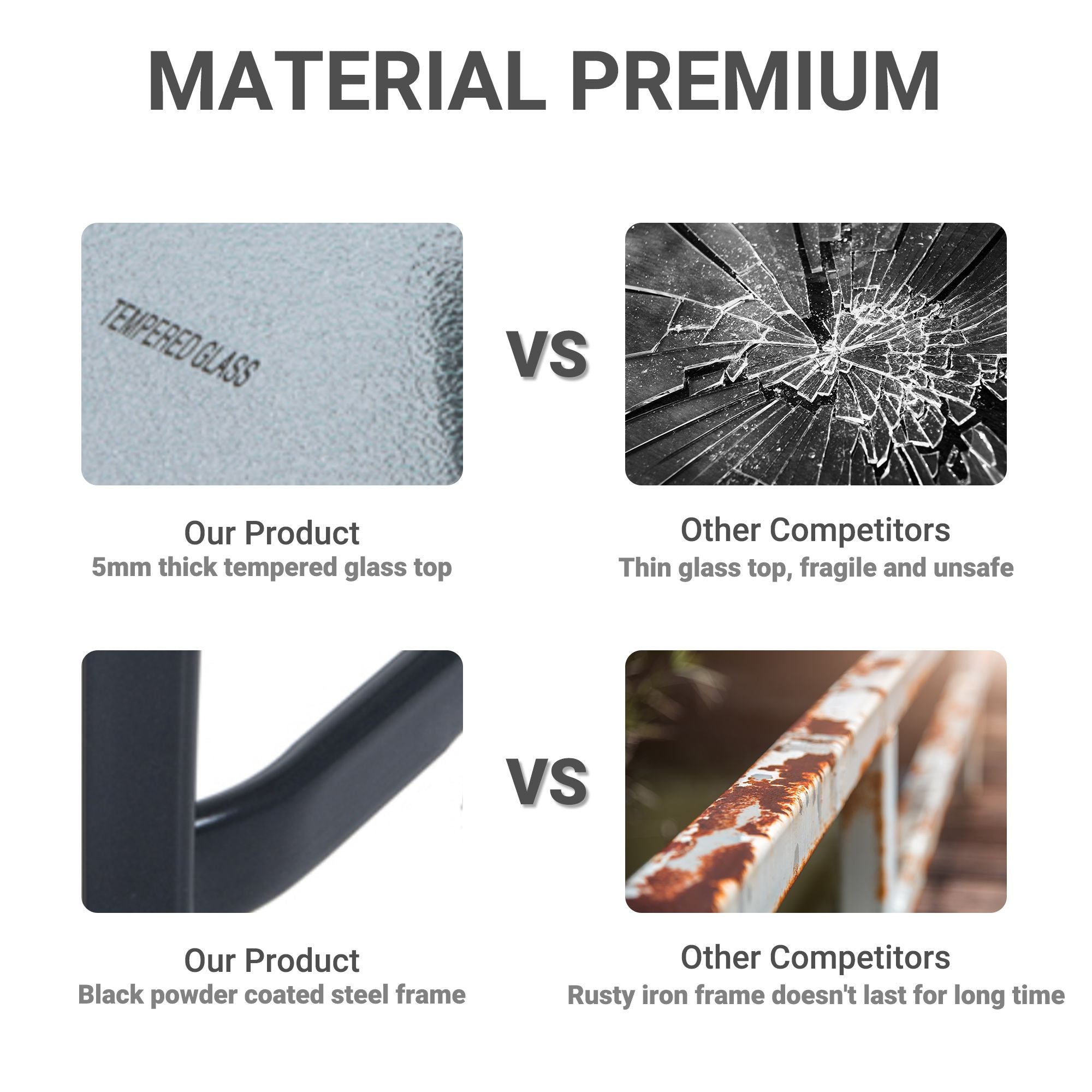 Square Bistro Table 33 Tempered Glass Top Outdoor Garden Dining Table