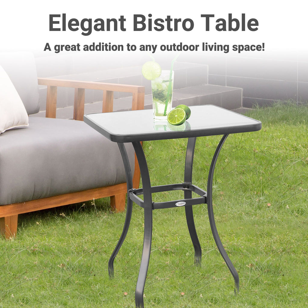 Square Bistro Table 33 Tempered Glass Top Outdoor Garden Dining Table