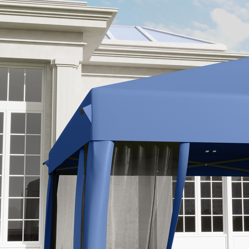 10' x 10' Pop Up Canopy Tent with Netting, Instant Gazebo, Screen House Room with Carry Bag, Height Adjustable, for Outdoor, Garden, Patio, Camping, Blue