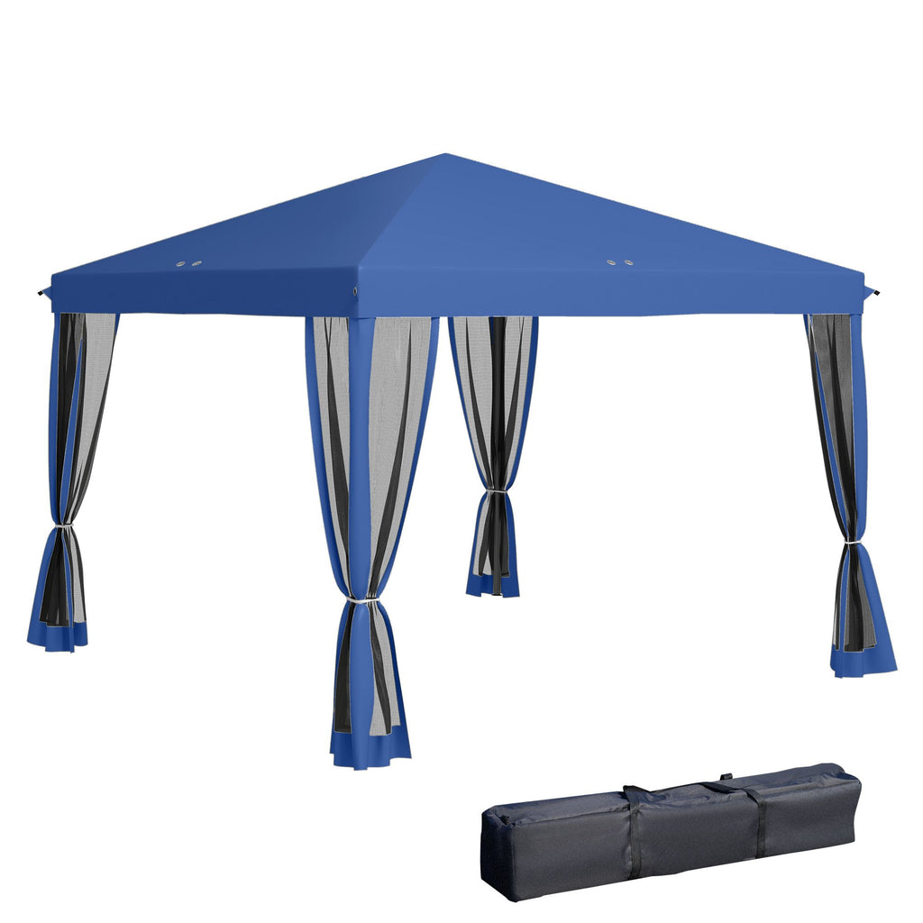10' x 10' Pop Up Canopy Tent with Netting, Instant Gazebo, Screen House Room with Carry Bag, Height Adjustable, for Outdoor, Garden, Patio, Camping, Blue