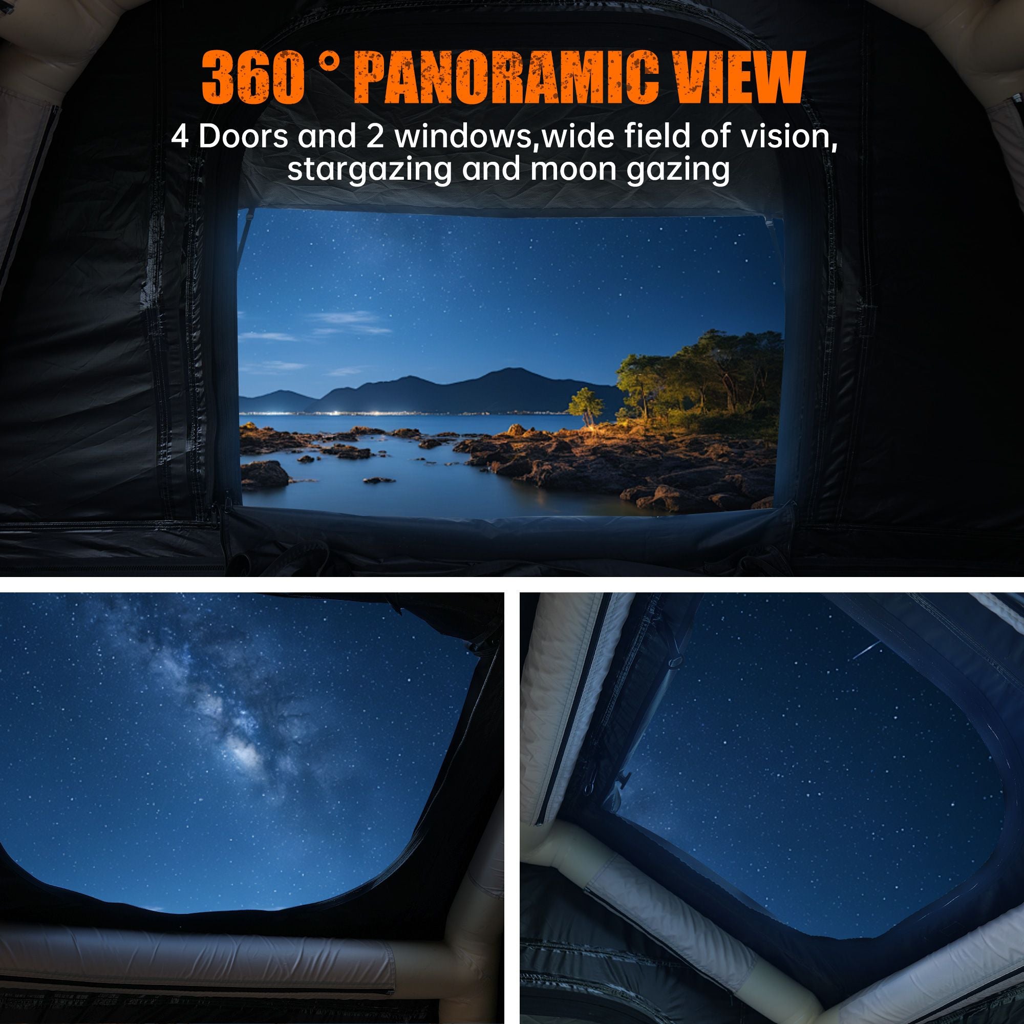 New Design 4x4 Offroad Car Roof Top Tent Amphibious Inflatable Tent With Ladder For Camping( With Ladder, Two Tone Style, Khaki & Black)