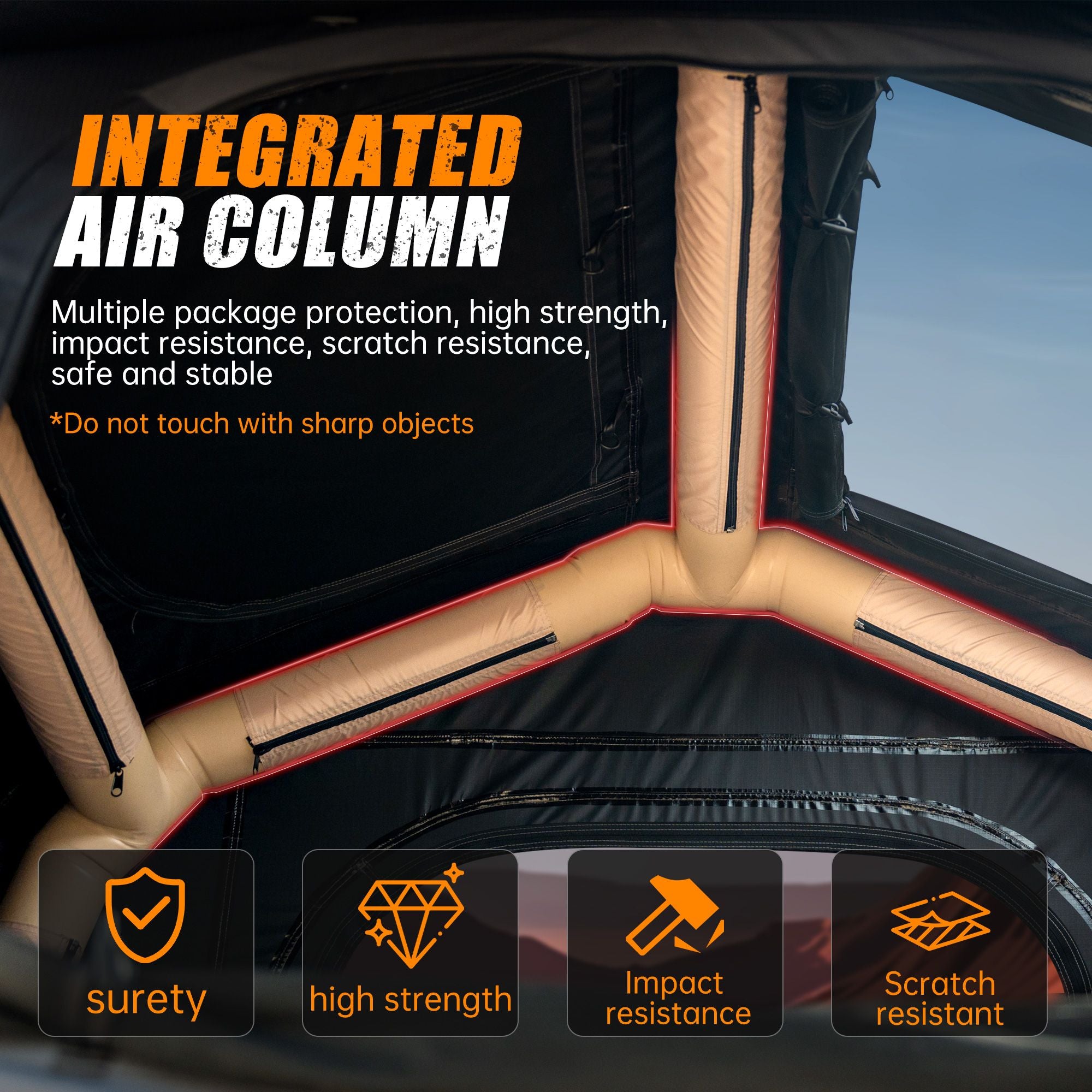 New Design 4x4 Offroad Car Roof Top Tent Amphibious Inflatable Tent With Ladder For Camping( With Ladder, Two Tone Style, Khaki & Black)