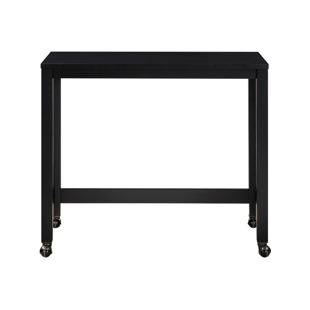 Desks and Stool Set 3pc Black Finish Rolling Desk with Casters, 2 Charging ports Home Office Furniture