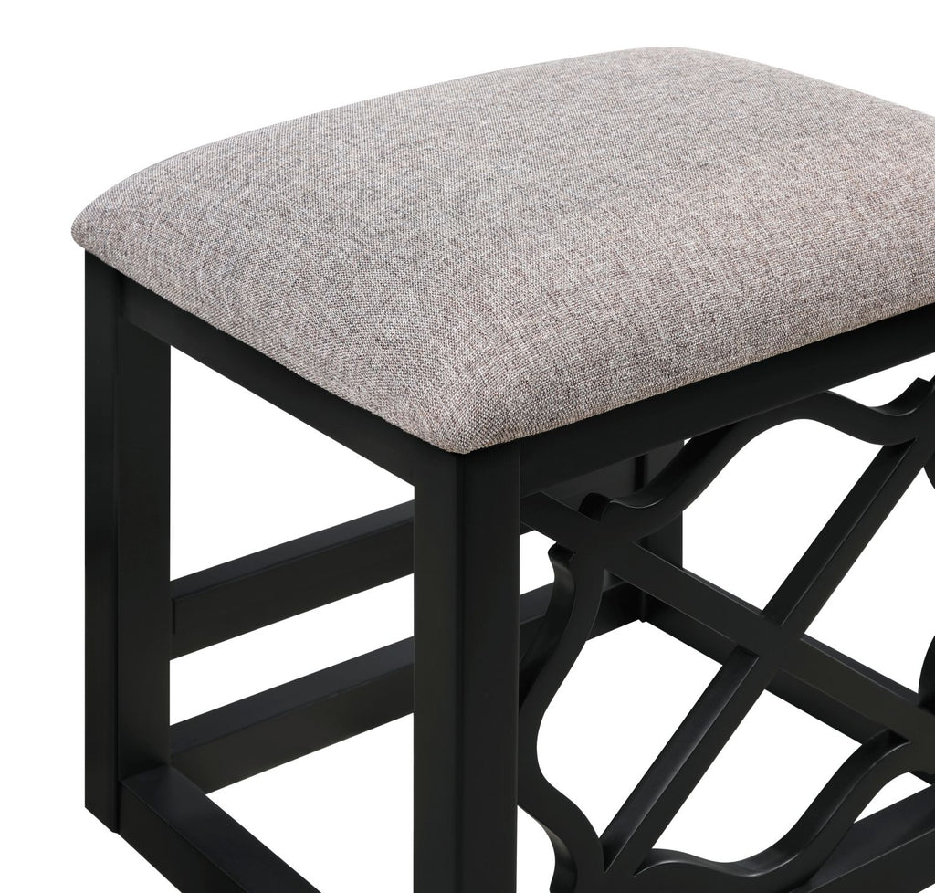 Desks and Stool Set 3pc Black Finish Rolling Desk with Casters, 2 Charging ports Home Office Furniture