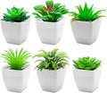 6pcs Succulents Plants Artificial Indoor Decor Fake Succulent in Pots Small Faux Plastic Plant Greenery Modern Ornament for Office Desk Home Bedroom Windowsill Decoration