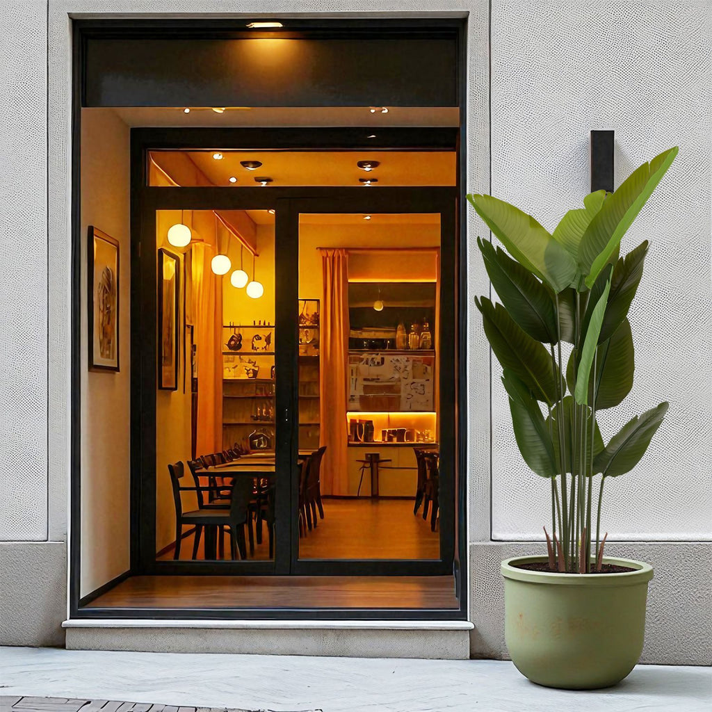 Artificial Bird of Paradise Plant, 5.2ft Tall Faux Tropical Palm Tree in Pot for Indoor or Outdoor Home, Office, or Garden Decoration, 2pcs/set