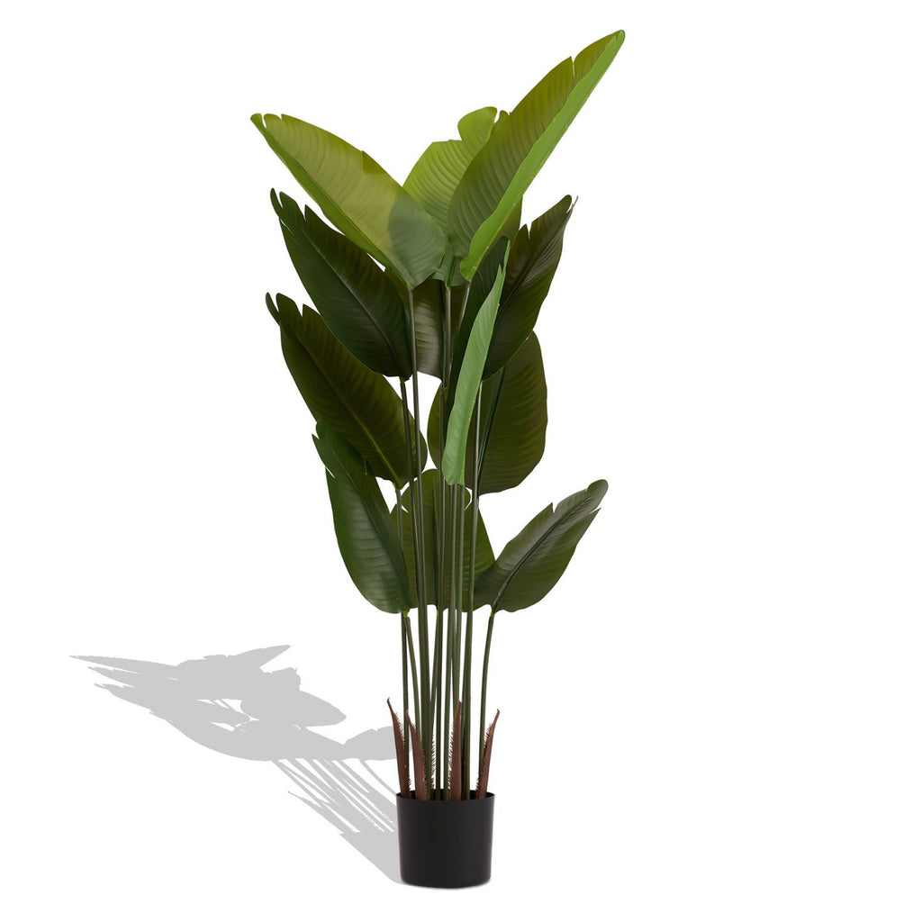 Artificial Bird of Paradise Plant, 5.2ft Tall Faux Tropical Palm Tree in Pot for Indoor or Outdoor Home, Office, or Garden Decoration, 2pcs/set