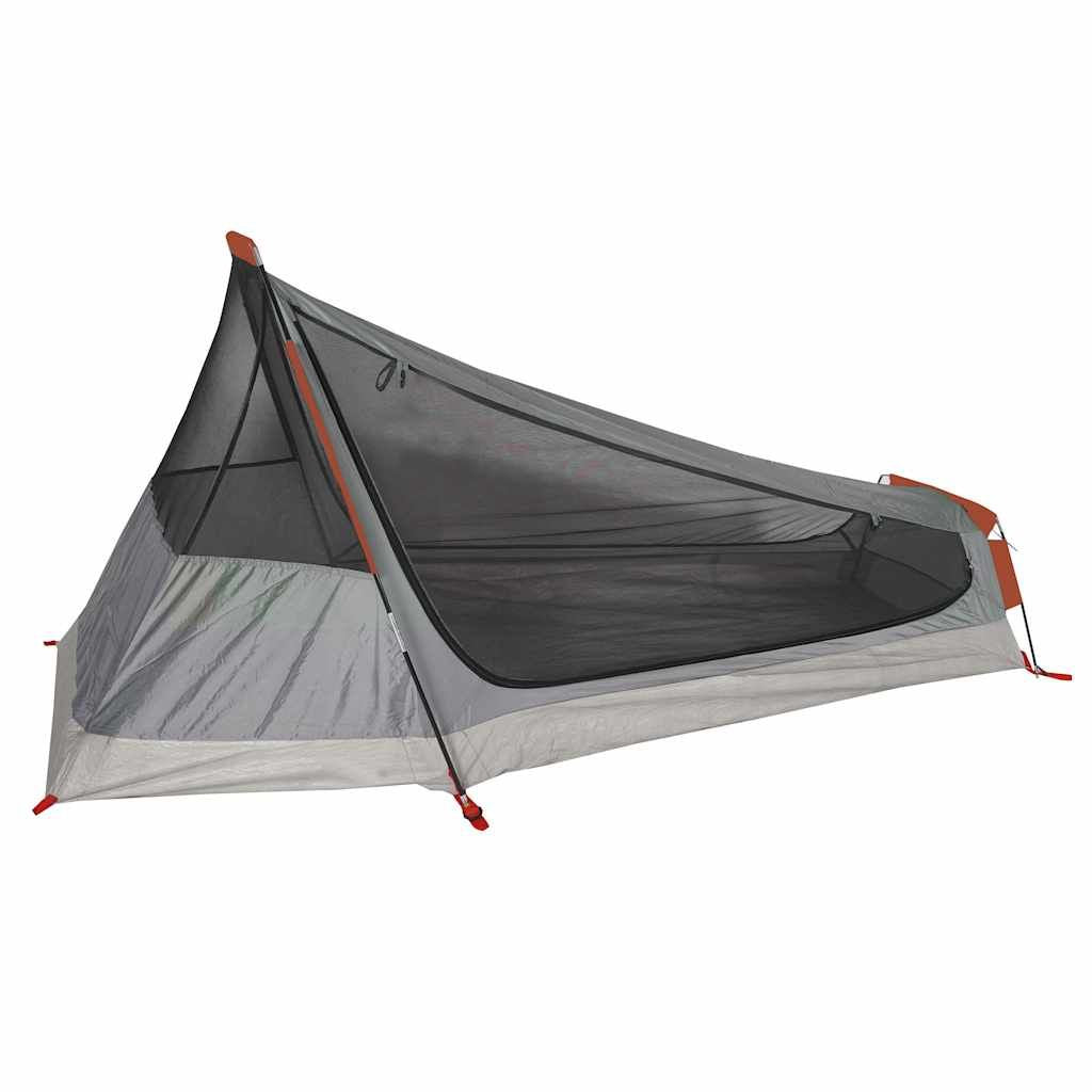 Camping Tent Tunnel 1-Person Gray and Orange Waterproof