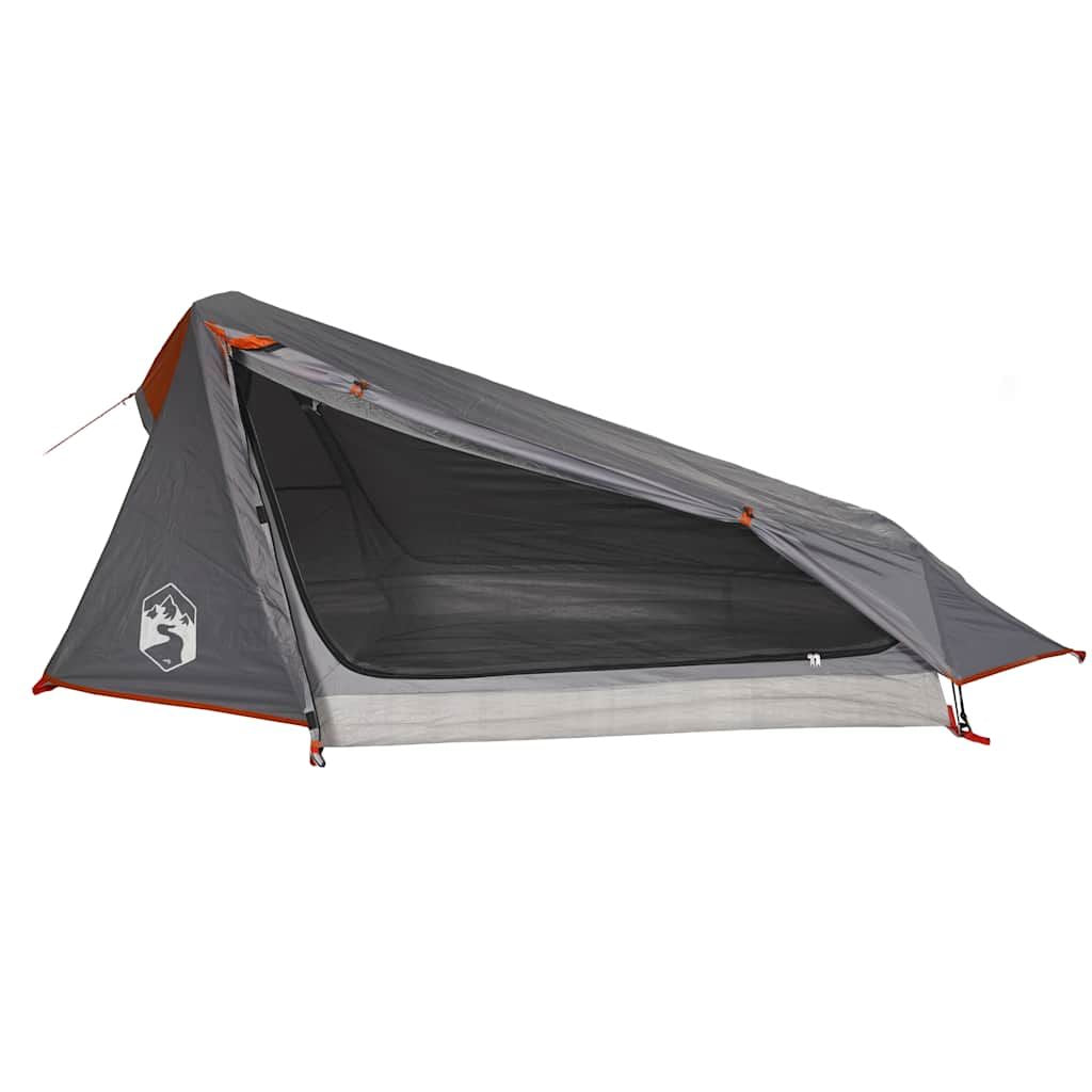 Camping Tent Tunnel 1-Person Gray and Orange Waterproof