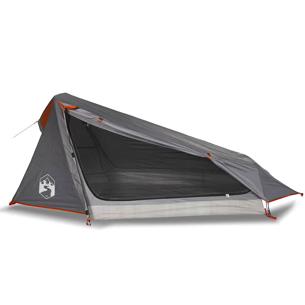 Camping Tent Tunnel 1-Person Gray and Orange Waterproof