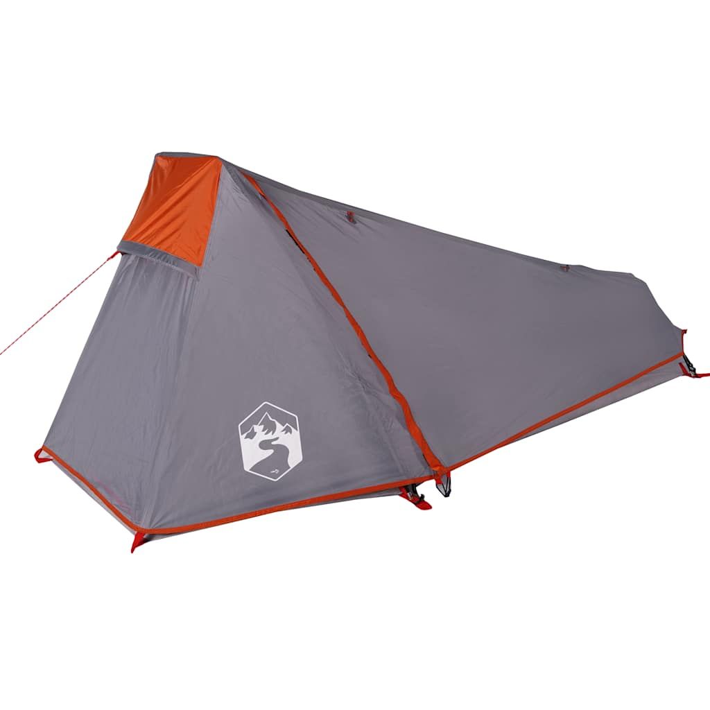 Camping Tent Tunnel 1-Person Gray and Orange Waterproof