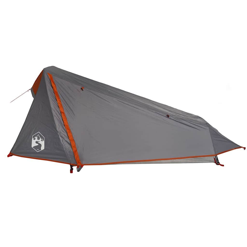 Camping Tent Tunnel 1-Person Gray and Orange Waterproof