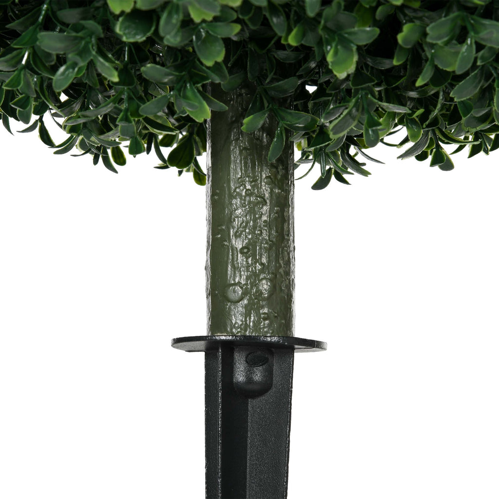 Artificial Boxwood Trees w/ Ground Stake, Set of 2 Ball Shaped Topiary Trees for Home Office & Living Room, UV Resistant