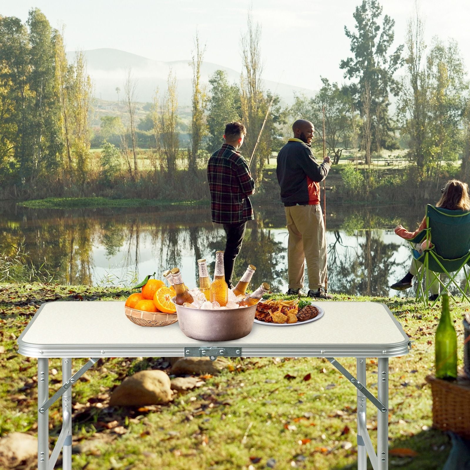 3FT/4FT/6FT Durable Plastic Folding Table w/Handles & Lock - Portable Indoor/Outdoor Picnic Dining Table for Camping, Parties, White