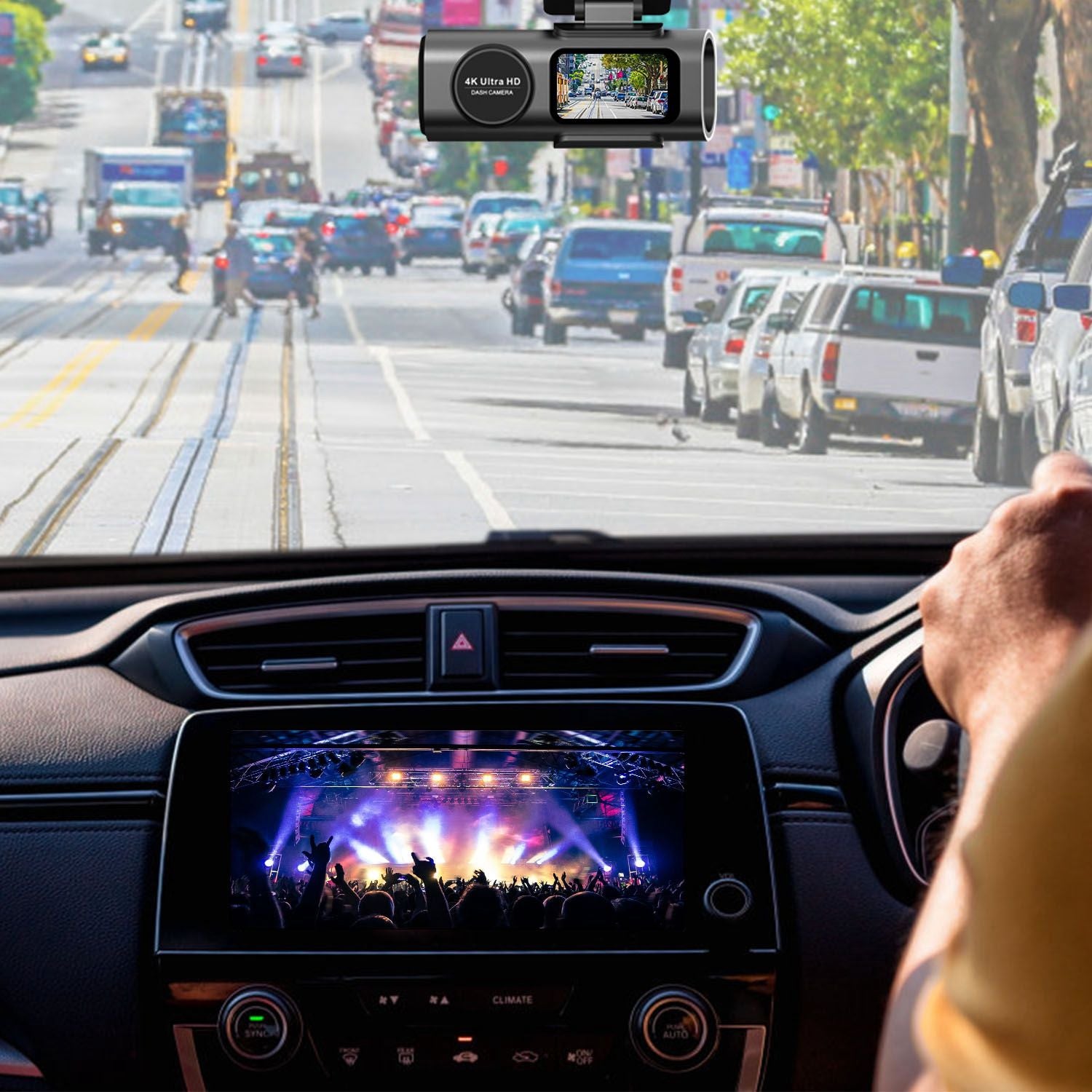 4K Front + 1080P Rear Mini Dash Cam w/ WiFi & Free 64 GB Card | 140°/120° Wide-Angle Loop Recording | G-Sensor, Night Vision, Aluminum Alloy | Easy Install Car Camera