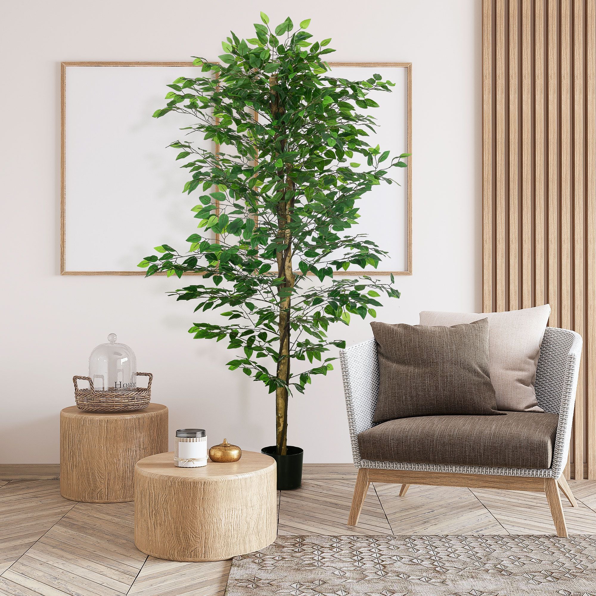 6ft Artificial Tree, Indoor Fake Ficus with Pot, for Home Office Living Room Decor