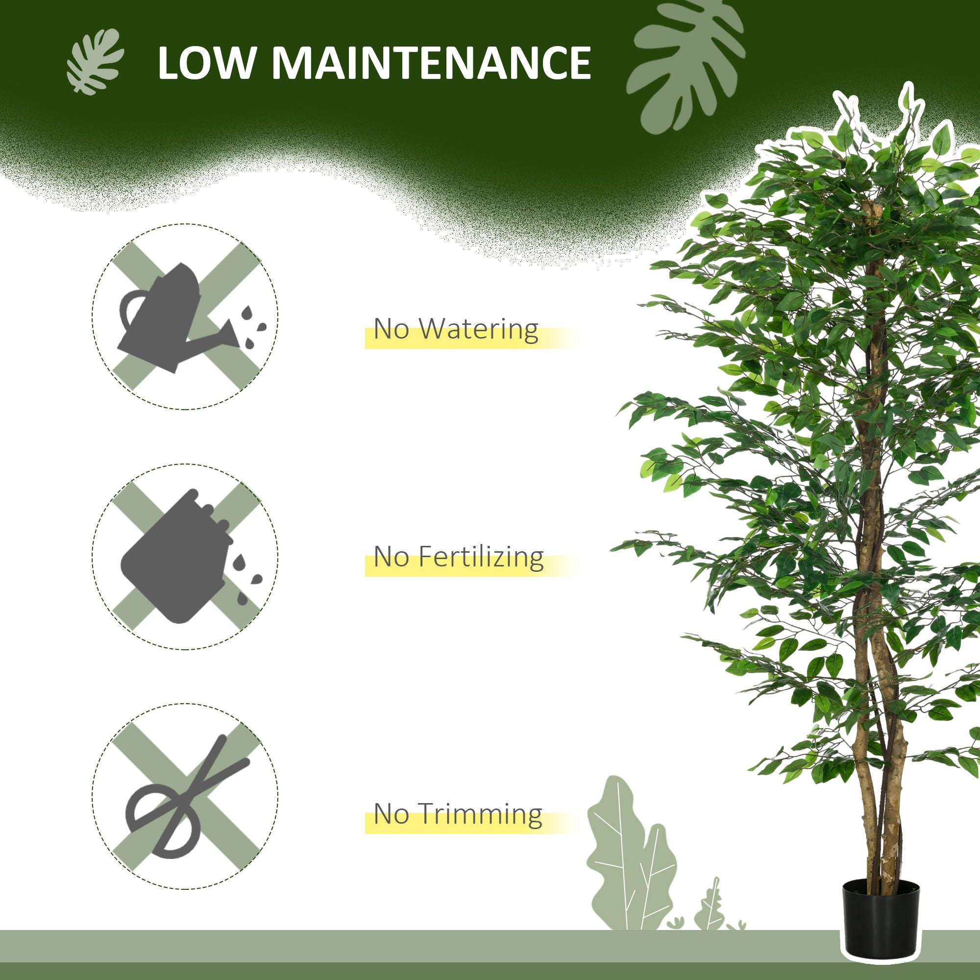 6ft Artificial Tree, Indoor Fake Ficus with Pot, for Home Office Living Room Decor