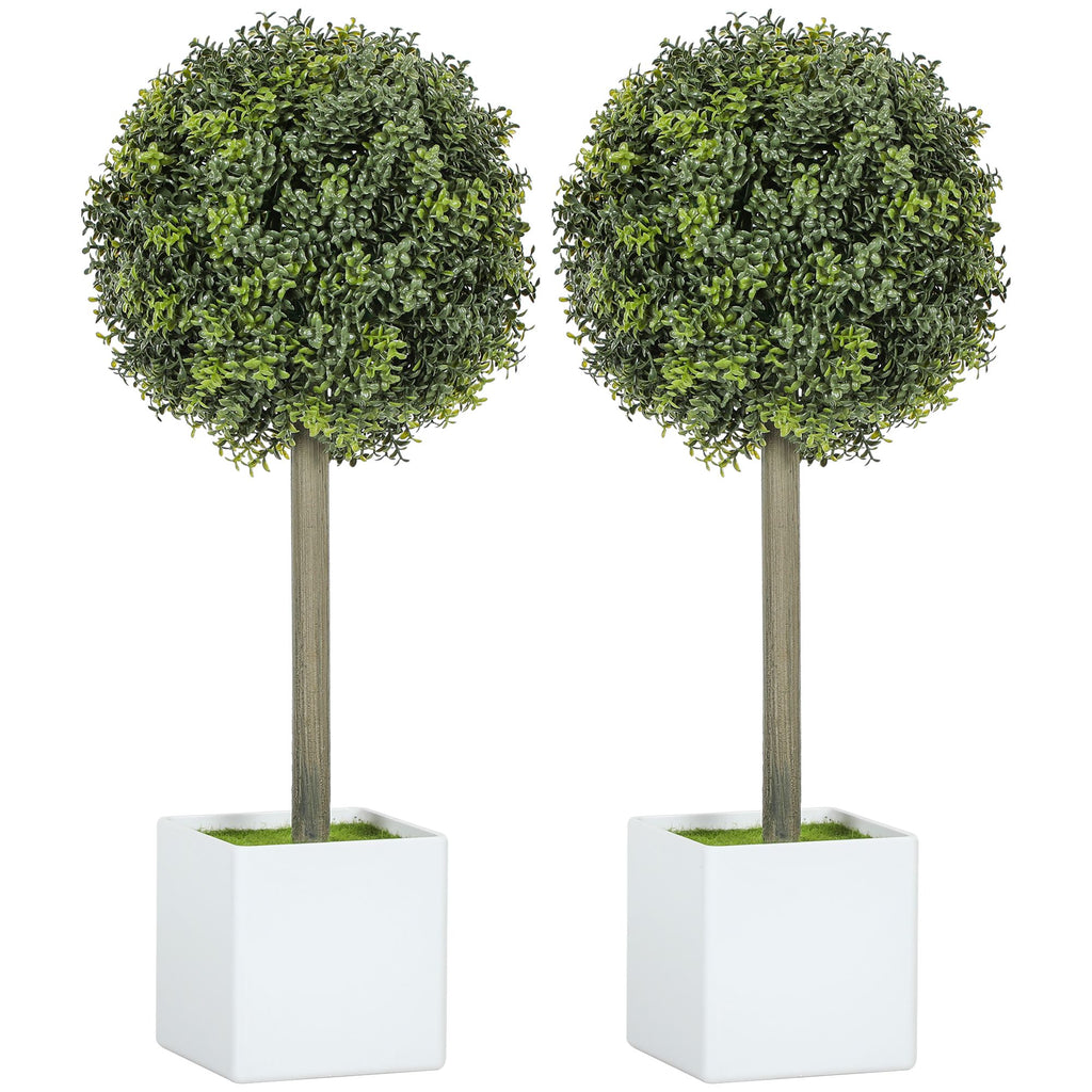 Lifelike Artificial Plants Set of 2, Fake Boxwood Topiary Balls with 114 PE Leaves for Home or Office Decor, Green