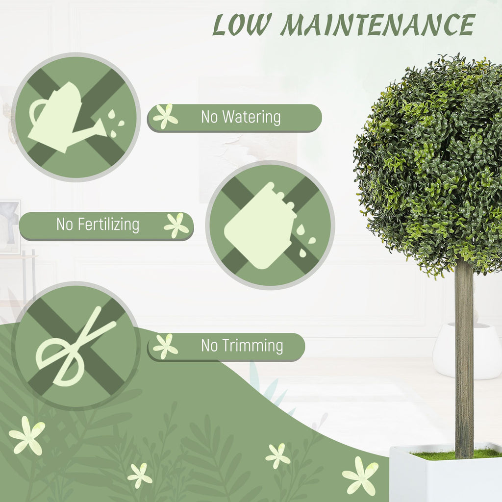Lifelike Artificial Plants Set of 2, Fake Boxwood Topiary Balls with 114 PE Leaves for Home or Office Decor, Green