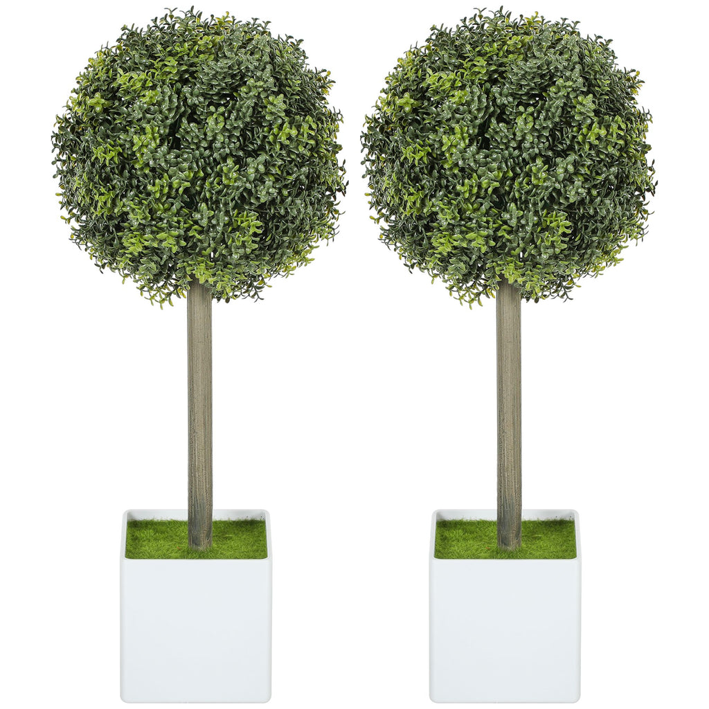 Lifelike Artificial Plants Set of 2, Fake Boxwood Topiary Balls with 114 PE Leaves for Home or Office Decor, Green