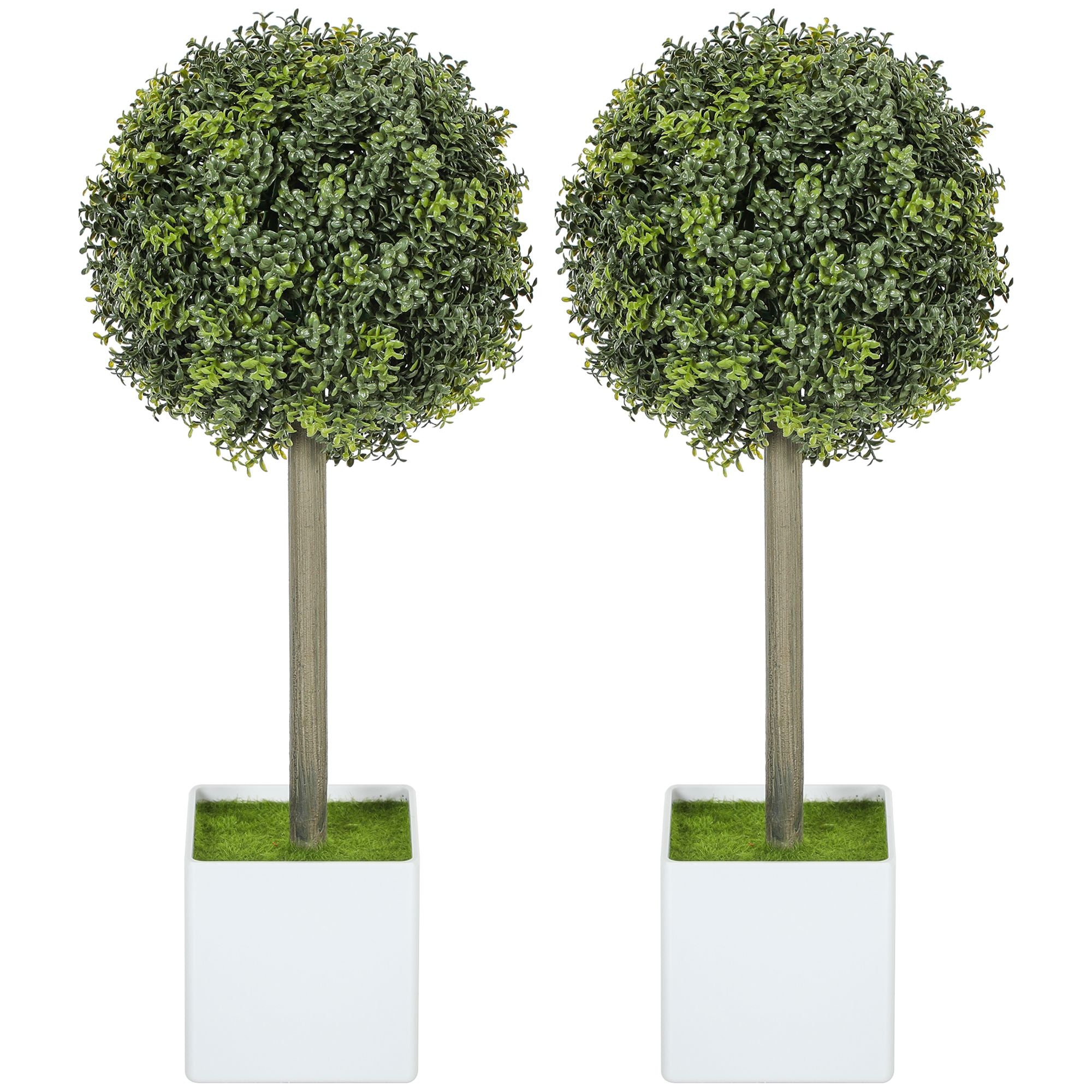 Lifelike Artificial Plants Set of 2, Fake Boxwood Topiary Balls with 114 PE Leaves for Home or Office Decor, Green