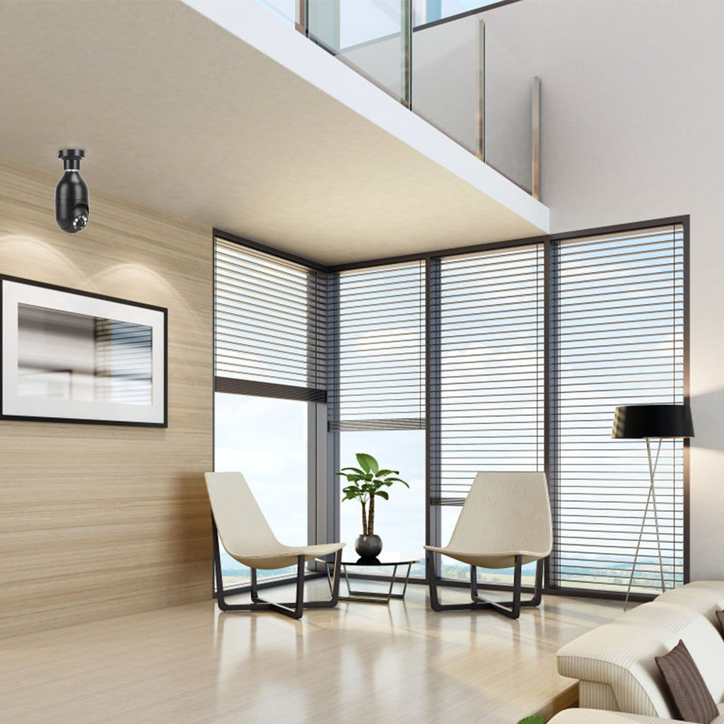 E27 WiFi Bulb Digital Camera 1080P FHD WiFi IP Pan Tilt Security Surveillance Camera with Two-Way Audio Night Vision Motion Detection Function APP Control