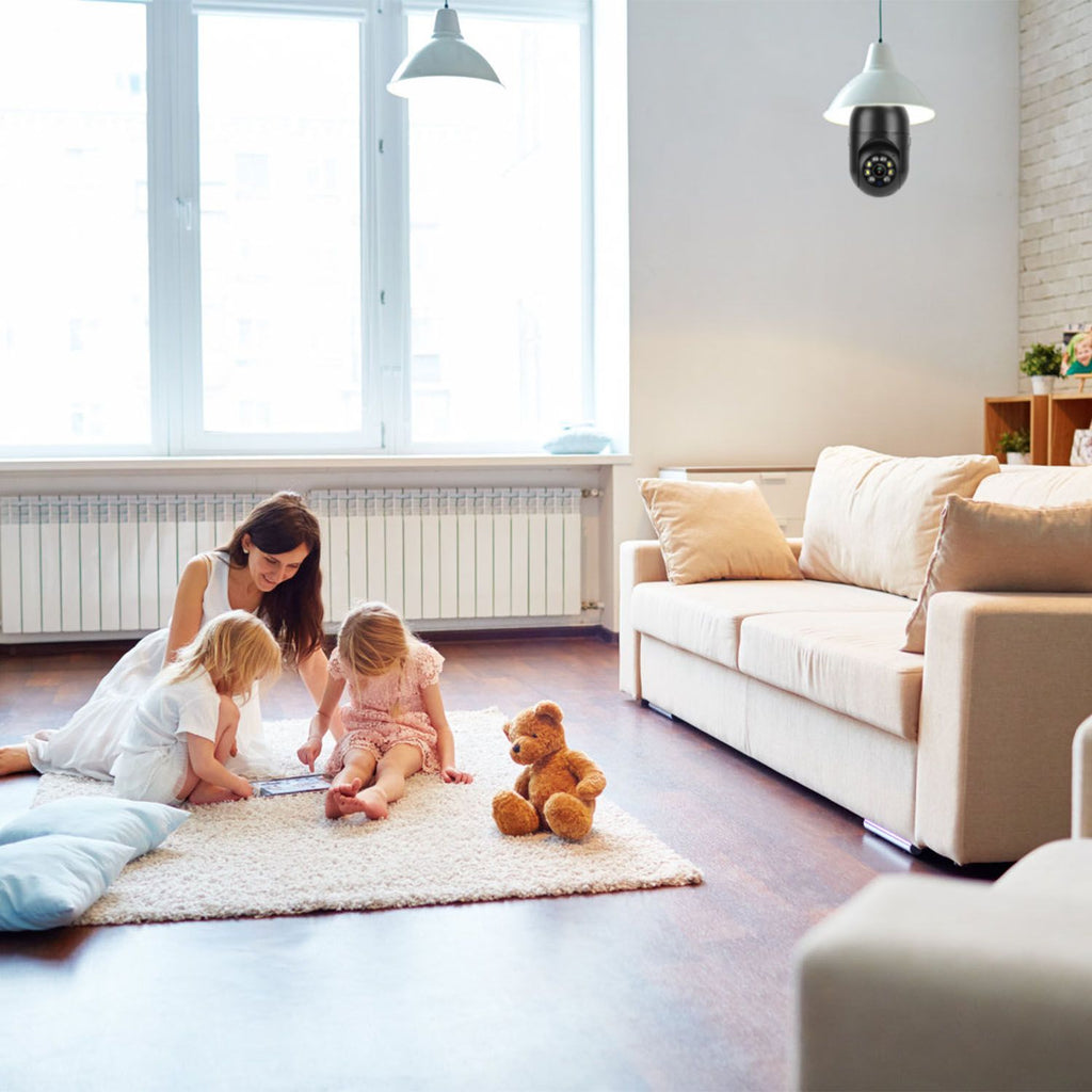 E27 WiFi Bulb Digital Camera 1080P FHD WiFi IP Pan Tilt Security Surveillance Camera with Two-Way Audio Night Vision Motion Detection Function APP Control