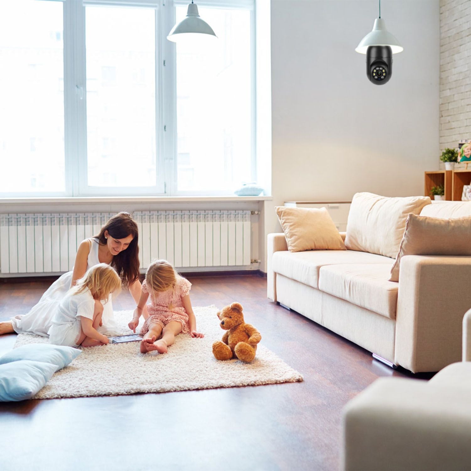 E27 WiFi Bulb Digital Camera 1080P FHD WiFi IP Pan Tilt Security Surveillance Camera with Two-Way Audio Night Vision Motion Detection Function APP Control